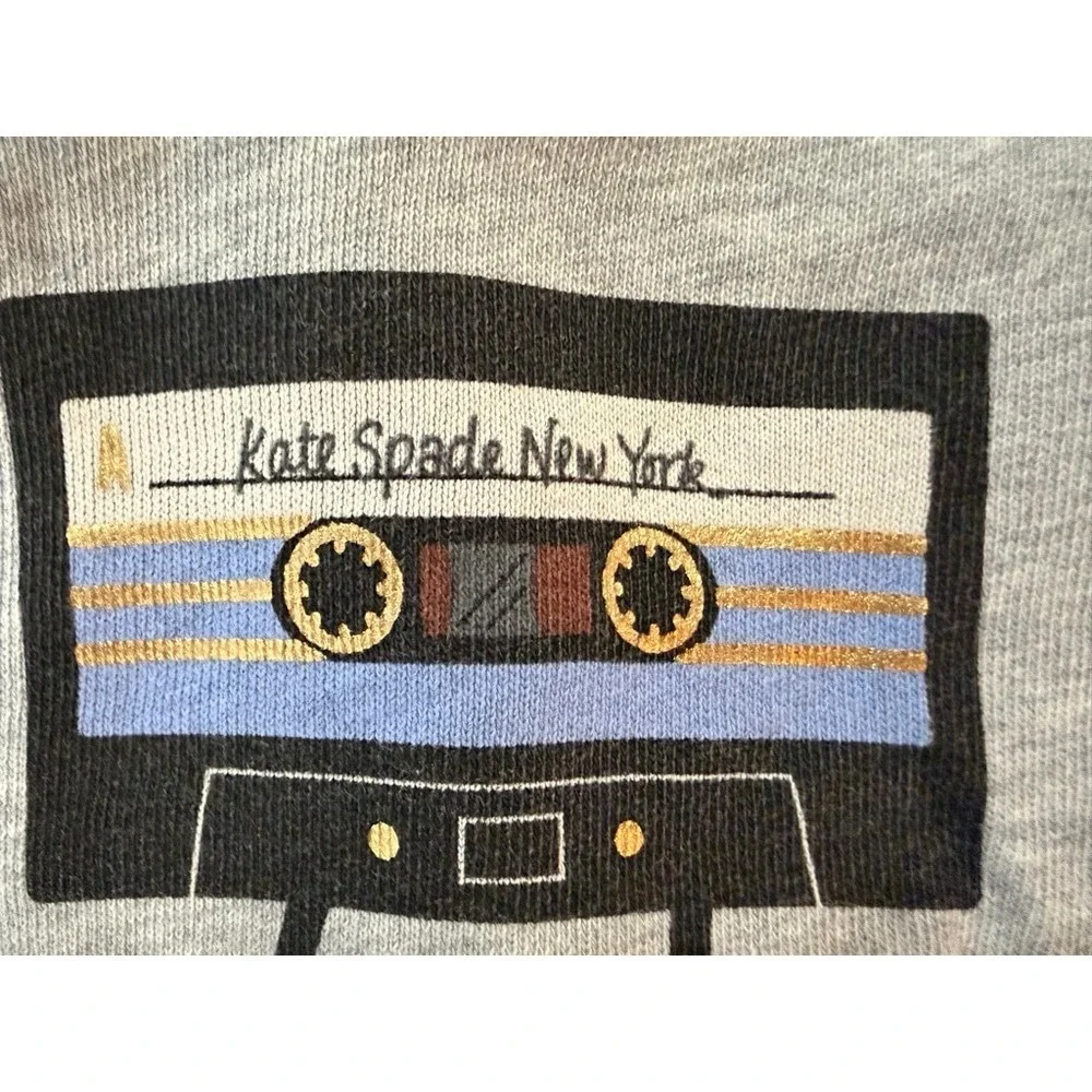 Kate Spade New York Broome Street Cassette Tape Mix It Up Sweatshirt Gray Size S - Picture 3 of 9